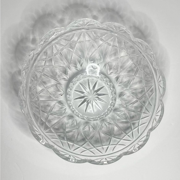 Cristal D Arques Durand Joanna Pattern Cut Crystal Shallow Round Serving Bowl - Picture 2 of 5